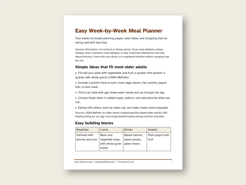Preview of the first page of Easy Week-by-Week Meal Planner