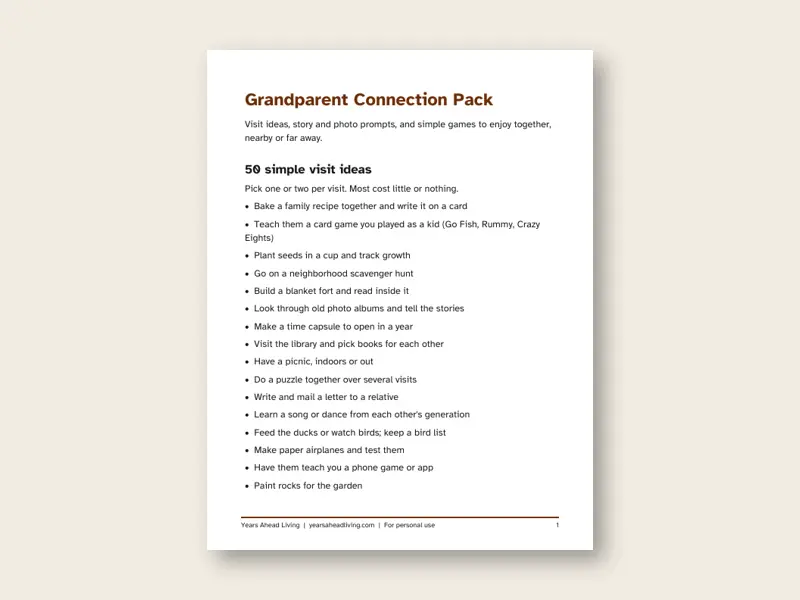 Preview of the first page of Grandparent Connection Pack